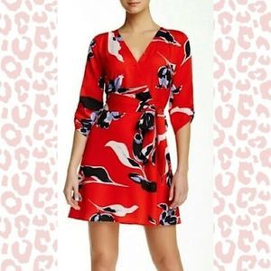 Yumi Kim Revolve Girl Next Door Red Floral Faux Wrap Dress​